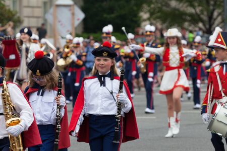 Washington, D.C., USA - July 4, 2015, The National Independence Day Parade is the  Fourth of July Parade in the capital of the United States, it  commemorates the adoption of the Declaration of Independence, only selected schools, and other groups particiのeditorial素材