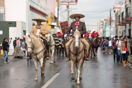 H. Matamoros, Tamaulipas, Mexico - November 20, 2017 - The November 20 Parade commemorates the start of the Mexican revolution of 1910 against Porfirio Diaz, an annual celebration throughout Mexico since 1936, with traditional dresses, dances , marching bのeditorial素材