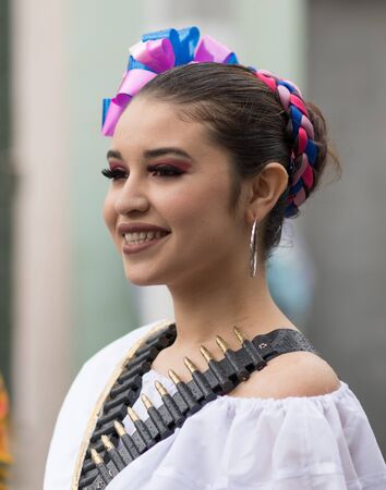 H. Matamoros, Tamaulipas, Mexico - November 20, 2017 - The November 20 Parade commemorates the start of the Mexican revolution of 1910 against Porfirio Diaz, an annual celebration throughout Mexico since 1936, with traditional dresses, dances , marching bのeditorial素材