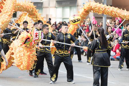 Houston, Texas, USA - November 23, 2017, The H-E-B Thanksgiving Day Parade in Houston began in 1949, when Santa arrived at Union Station and rode his sleigh to the downtown Foleyâs. A holiday tradition showcasing the Houston community on Thanksgiving moのeditorial素材