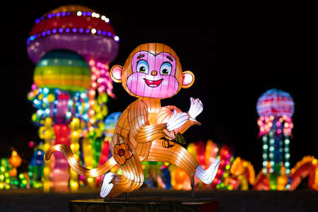 Indianapolis, Indiana, USA - January 07, 2018 - The Chinese Lantern Festival  with different sets of large lantern displays, is a festival of Chinese culture, art and different activities, visiting several cities around the united states around the year, のeditorial素材