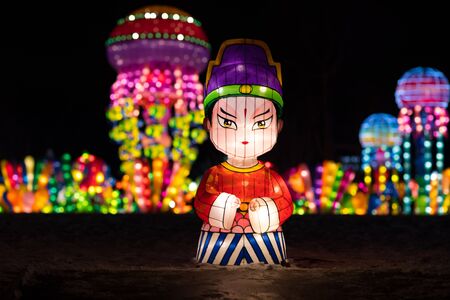 Indianapolis, Indiana, USA - January 07, 2018 - The Chinese Lantern Festival  with different sets of large lantern displays, is a festival of Chinese culture, art and different activities, visiting several cities around the united states around the year, のeditorial素材