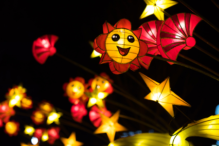 Indianapolis, Indiana, USA - January 07, 2018 - The Chinese Lantern Festival  with different sets of large lantern displays, is a festival of Chinese culture, art and different activities, visiting several cities around the united states around the year, のeditorial素材