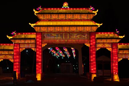 Indianapolis, Indiana, USA - January 07, 2018 - The Chinese Lantern Festival  with different sets of large lantern displays, is a festival of Chinese culture, art and different activities, visiting several cities around the united states around the year, のeditorial素材