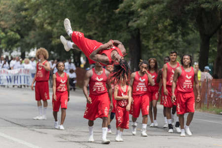 Chicago , Illinois, USA -  August 12, 2017: Group of athletes displaying acrobatic stunsのeditorial素材