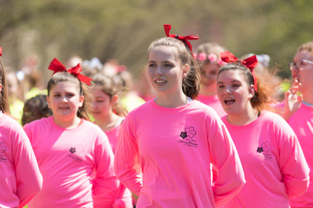 Washington, D.C., USA - April 14, 2018 All star Dancers from the University of the District of Columbia in the 2018 National Cherry Blossom Paradeのeditorial素材