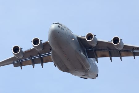 Louisville, Kentucky, USA - April 21, 2018 C-17 Globemaster cargo plane flying by at the Thunder Over Louisvilleのeditorial素材