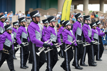Indianapolis, Indiana, USA - May 26, 2018,  Members of the Ben Davis High School Band perform at the...