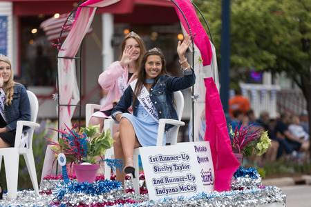Frankenmuth, Michigan, USA - June 10, 2018 The Munger Potato Festival Queen and her Court on a float...