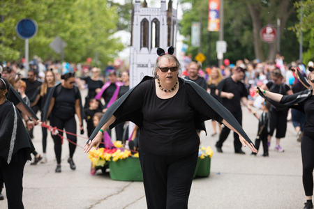 Cleveland, Ohio, USA - June 9, 2018 women in vampire outfits At the abstract art festival Parade The Circleのeditorial素材