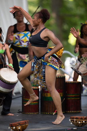 St. Louis, Missouri, USA - August 26, 2018: The Festival of Nations, Men women and children from Spirit of Angela perform traditional African dances.のeditorial素材