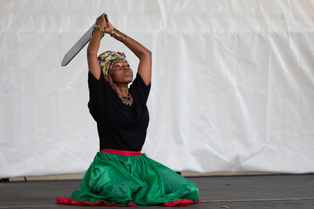 St. Louis, Missouri, USA - August 26, 2018: The Festival of Nations, Women from the Grupo Atlantico...
