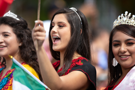 Chicago, Illinois , USA - September 9, 2018 The 26th Street Mexican Independence Parade, Mexican...