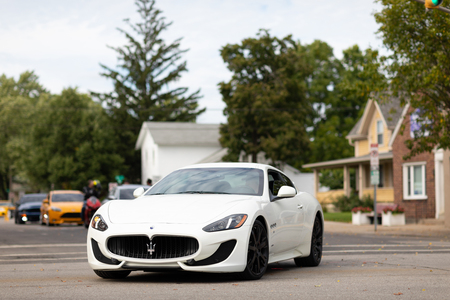 Auburn, Indiana, USA - September 9, 2018 The Auburn Cord Duesenberg Festival, Maserati GranTurismo on the streets of Auburn during the exotic car exhibiteのeditorial素材