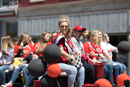 Orleans, Indiana, USA - April 28, 2018: The Orleans DogWood Festival and Parade, A Beauty queen...