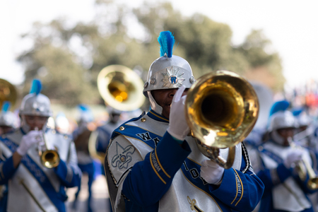 New Orleans, Louisiana USA - November 24, 2018: The Bayou Classic Parade, Members of The S.B. Wright Charter School marching band at the paradeのeditorial素材