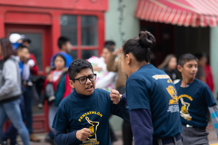 Matamoros, Tamaulipas, Mexico - November 20, 2018: The November 20 Parade, Members of the Pentathlon demostrate hand to hand combatのeditorial素材