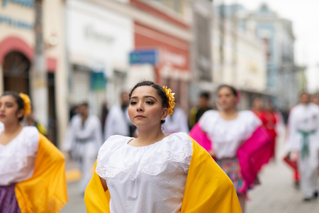 Matamoros, Tamaulipas, Mexico - November 20, 2018: The November 20 Parade, Young women wearing...