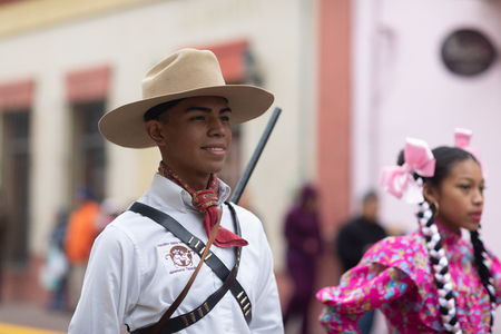 Matamoros, Tamaulipas, Mexico - November 20, 2018: The November 20 Parade, Young Man wearing...