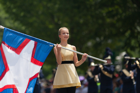 Washington, D.C., USA - July 4, 2018, The National Independence Day Parade, The Bald Eagle Area Marching Band, from Wingate, Pennsylvaniaのeditorial素材