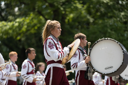 Washington, D.C., USA - July 4, 2018, The National Independence Day Parade, White Oak High School, Regiment of Roughnacks, Marching Band from White Oak, Texasのeditorial素材
