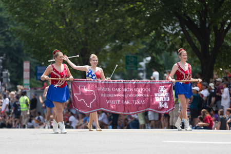 Washington, D.C., USA - July 4, 2018, The National Independence Day Parade, White Oak High School, Regiment of Roughnacks, Marching Band from White Oak, Texasのeditorial素材