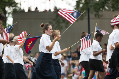 Washington, D.C., USA - July 4, 2018, The National Independence Day Parade, Members of the salvation army going down constitution avenue during the paradeのeditorial素材