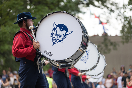 Washington, D.C., USA - July 4, 2018, The National Independence Day Parade, The Pulaski Blue Devils marching band, from Pulaski, New Yorkのeditorial素材