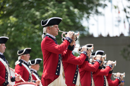 Washington, D.C., USA - July 4, 2018, The National Independence Day Parade, The Old Guard Fife and Drum Corps marching down Constitution Avenueのeditorial素材