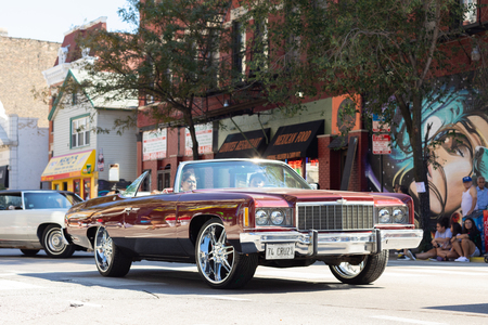 Chicago, Illinois, USA - September 15, 2018: Pilsen Mexican Independence Day Parade, Chevrolet, impala, going down the streetのeditorial素材