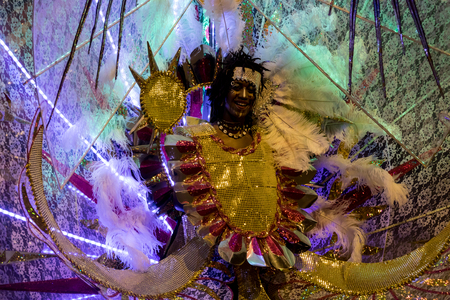 Chicago, Illinois, USA - October 21, 2017: The Arts in the Dark, The Halloween Parade, People wearing colorfull outfits walking down Columbus Street.のeditorial素材