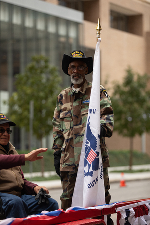 Houston, Texas, USA - November 11, 2018: The American Heroes Parade, African american man, vietnam...
