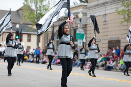 Stoughton, Wisconsin, USA - May 20, 2018: Annual Norwegian Parade, The Edgerton High School Band performing during the paradeのeditorial素材