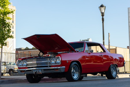 Springfield, Illinois, USA - September 22, 2018: The Route 66 Mother Road Festival, Chevrolet Chevelle Malibu, on the streets of downtown Springfieldのeditorial素材