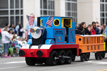 Wilmington, North Carolina, USA - April 6, 2019: The North CarolinaAzalea Festival, Street train in...