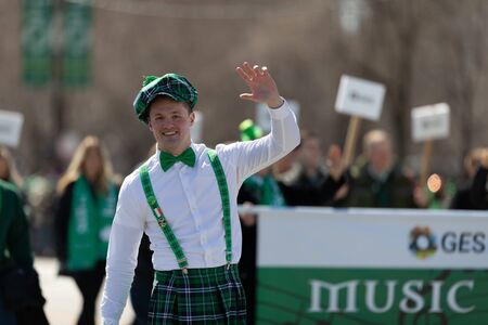 Chicago, Illinois, USA - March 16, 2019: St. Patrick's Day Parade,のeditorial素材