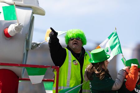 Chicago, Illinois, USA - March 16, 2019: St. Patrick's Day Parade,のeditorial素材