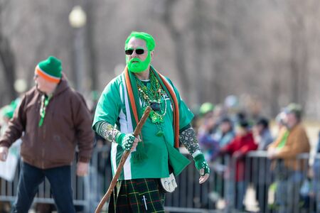 Chicago, Illinois, USA - March 16, 2019: St. Patrick's Day Parade,のeditorial素材