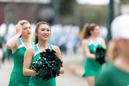 New Orleans, Louisiana, USA - February 23, 2019: Mardi Gras Parade, The Tulane University Marching...