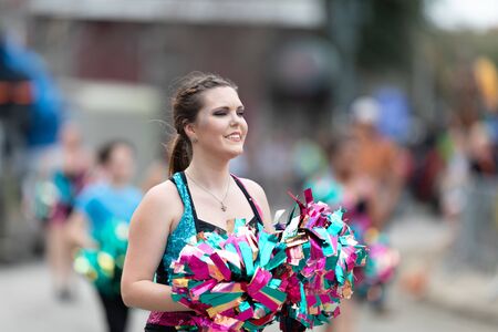 New Orleans, Louisiana, USA - February 23, 2019: Mardi Gras Parade, Members of the Dance Innovation,...