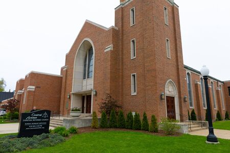 Holland, Michigan, USA - May 11, 2019: The Central Avenue Christian Reformed Church, infront of the...