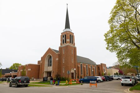 Holland, Michigan, USA - May 11, 2019: The Central Avenue Christian Reformed Church, infront of the...