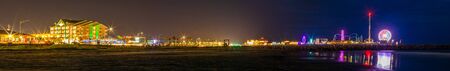 Galveston, Island city in the State of Texas, United States, view of the pier and gulf the coast at night.の写真素材