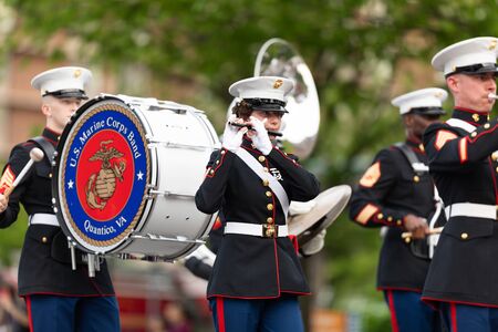 Louisville, Kentucky, USA - May 2, 2019: The Pegasus Parade, Members of the U.S. Marine Corps Band, performing at the paradeのeditorial素材