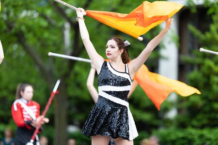Louisville, Kentucky, USA - May 2, 2019: The Pegasus Parade, Members of the Upper St Clair Music...