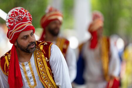 Columbus, Ohio, USA - May 26, 2019: Columbus Asian Festival, Indian men wearing traditional...