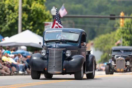 Buckhannon, West Virginia, USA - May 18, 2019: Strawberry Festival, Old Classic Truck, Chevrolet Pickup, being driven along Main Street during the paradeのeditorial素材