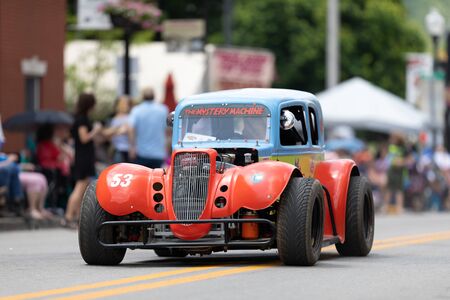 Buckhannon, West Virginia, USA - May 18, 2019: Strawberry Festival, Old Hot Rod being driven along Main Street during the paradeのeditorial素材