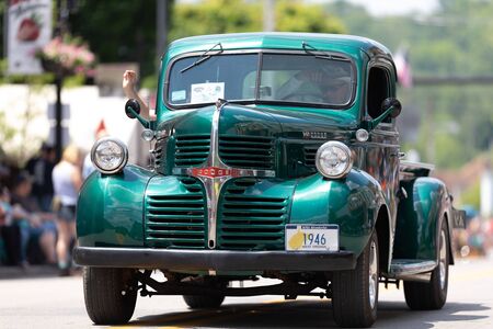 Buckhannon, West Virginia, USA - May 18, 2019: Strawberry Festival, Old Classic Truck, Dodge Magnum V8, being driven along Main Street during the paradeのeditorial素材