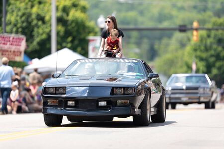 Buckhannon, West Virginia, USA - May 18, 2019: Strawberry Festival, Chevrolet, Camaro, classic car, going down main street during the paradeのeditorial素材